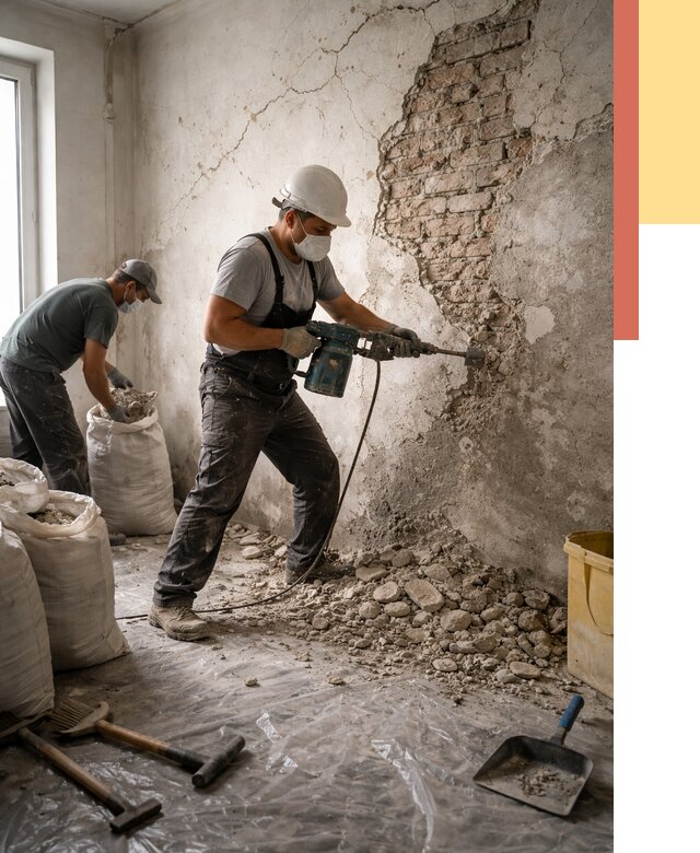 Демонтаж штукатурки со стен в грозном от 7388 руб/м² — быстро и недорого | ОТДЕЛОЧНИК-Грз