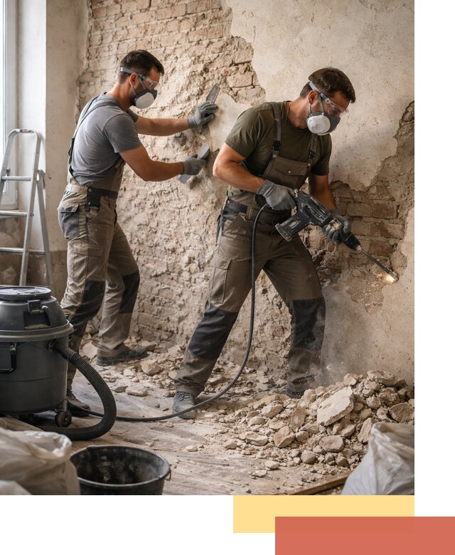 Демонтаж штукатурки со стен в грозном быстро и аккуратно