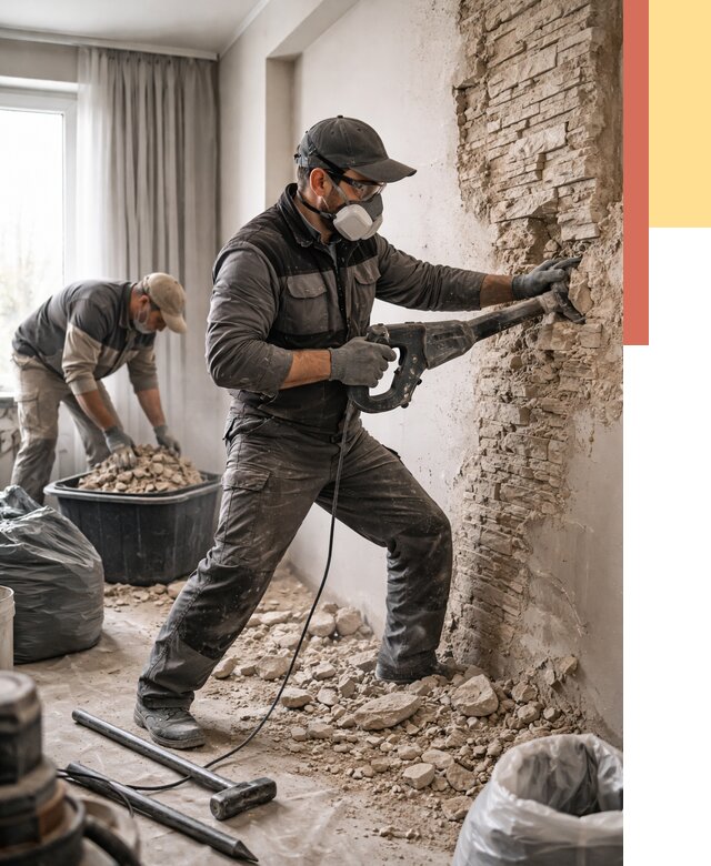 Демонтаж декоративного камня в грозном от 1488 руб/м² — быстро и недорого | ОТДЕЛОЧНИК-Грз