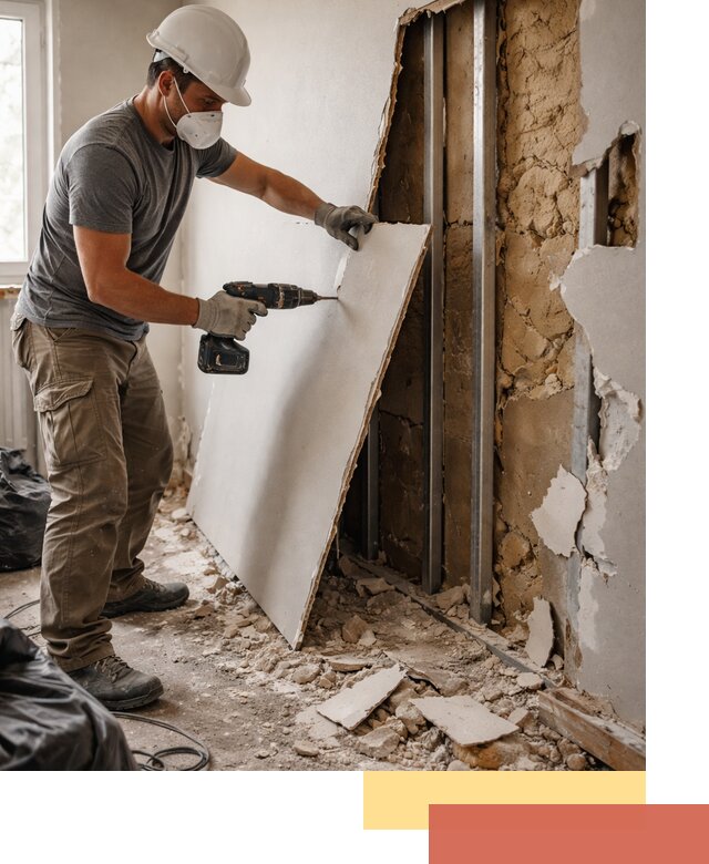 Демонтаж гипсокартона со стен в грозном качественно и быстро