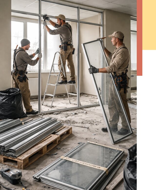 Демонтаж алюминиевых перегородок в грозном от 4310 руб. — быстро и недорого | ОТДЕЛОЧНИК-Грз