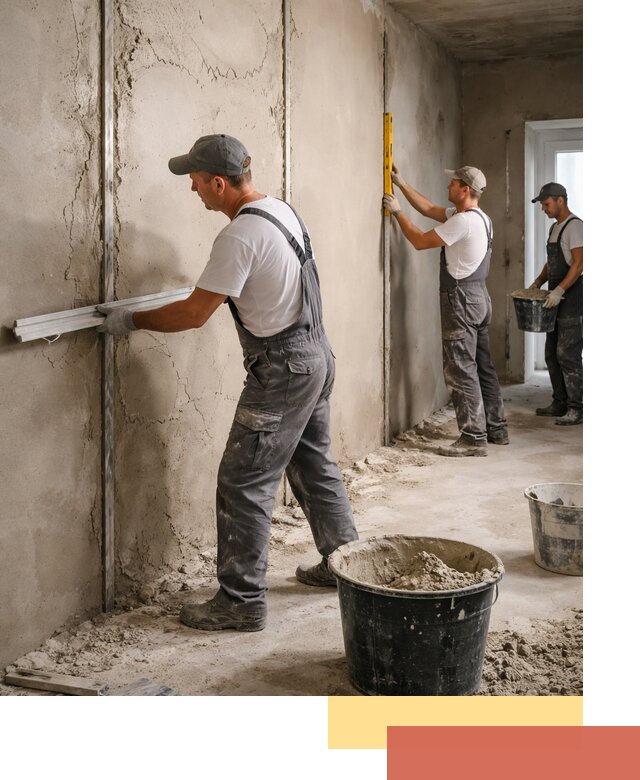 Штукатурка стен по маякам в грозном — точная и ровная поверхность