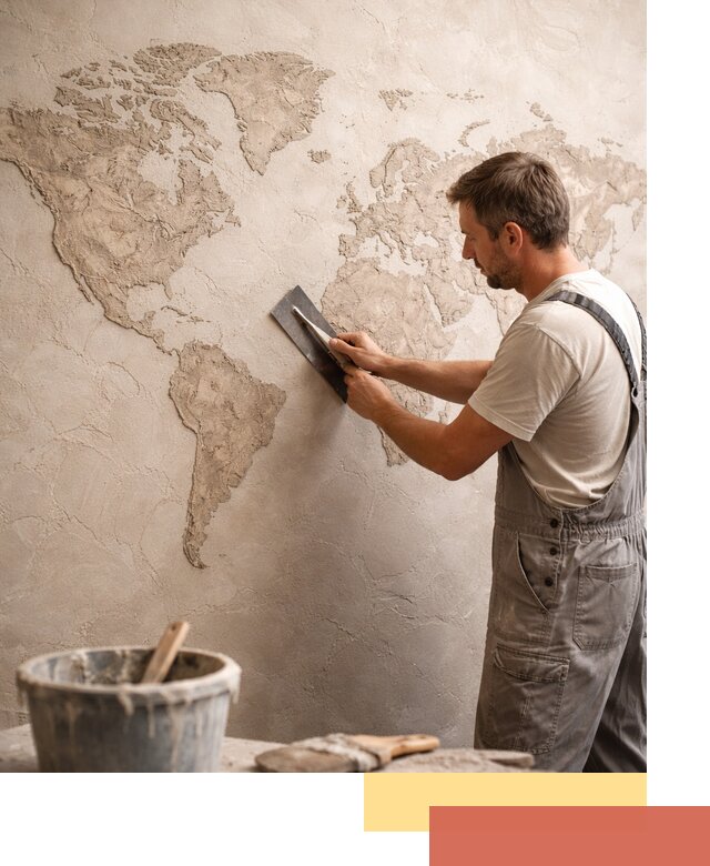 Декоративная штукатурка «Карта мира» под ключ в грозном