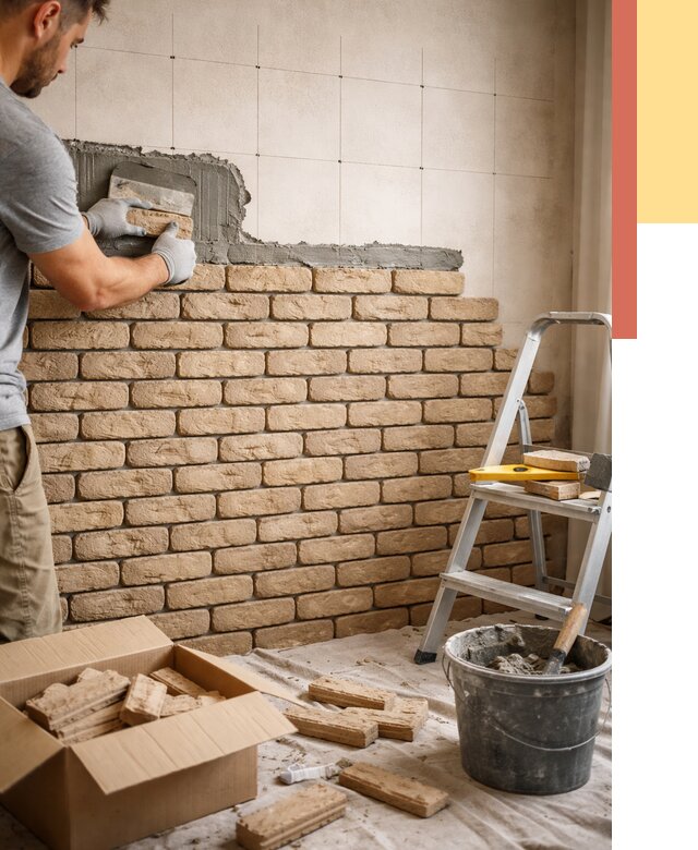 Монтаж декоративного кирпича в грозном от 3284 руб./м² — быстро и недорого | ОТДЕЛОЧНИК-Грз