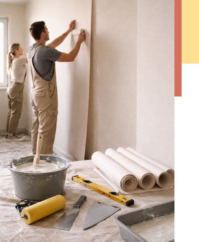 Поклейка бумажных обоев в грозном от 5644 руб./м2 — быстро и недорого | ОТДЕЛОЧНИК-Грз