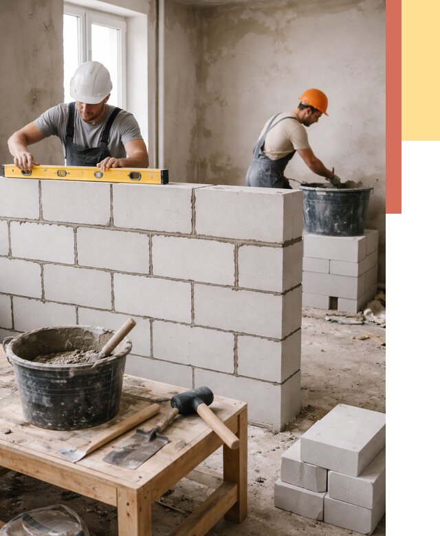 Кладка перегородок из газобетона в грозном от 3284 руб. под ключ | ОТДЕЛОЧНИК-Грз