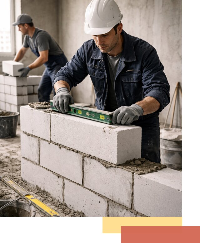 Кладка перегородок из пеноблока под ключ в грозном