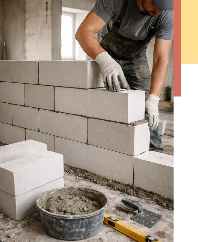 Кладка перегородок из силикатного блока в грозном от 4104 руб. под ключ | ОТДЕЛОЧНИК-Грз