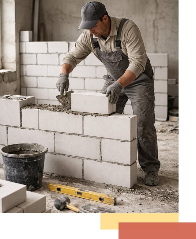 Кладка перегородок из силикатного блока в грозном