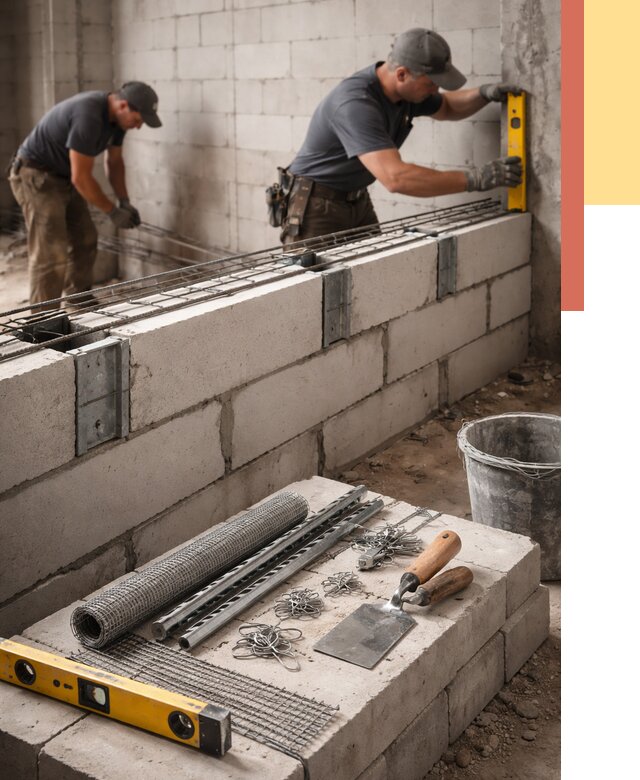 Армирование кладки перегородок в грозном от 770 руб. под ключ | ОТДЕЛОЧНИК-Грз