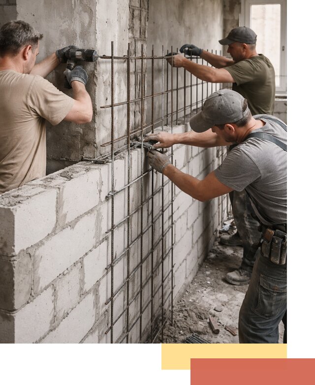 Армирование кладки перегородок в грозном профессионально и надёжно