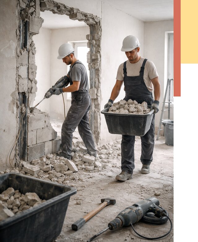 Демонтаж блоковых перегородок в грозном от 3848 руб. — быстро и недорого | ОТДЕЛОЧНИК-Грз