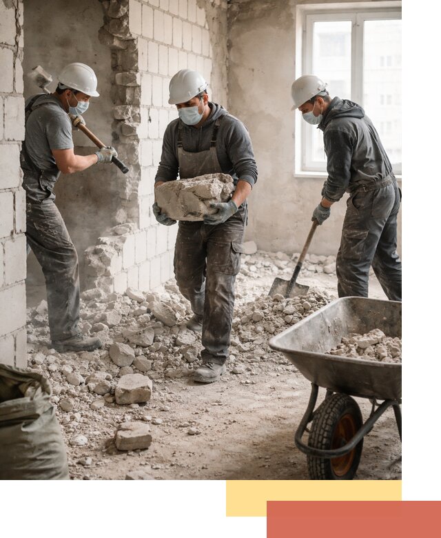 Демонтаж блочных перегородок в грозном быстро и аккуратно