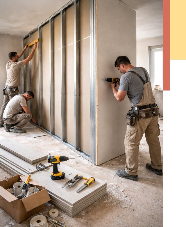 Монтаж однослойной перегородки из гипсокартона в грозном от 667 руб. | ОТДЕЛОЧНИК-Грз