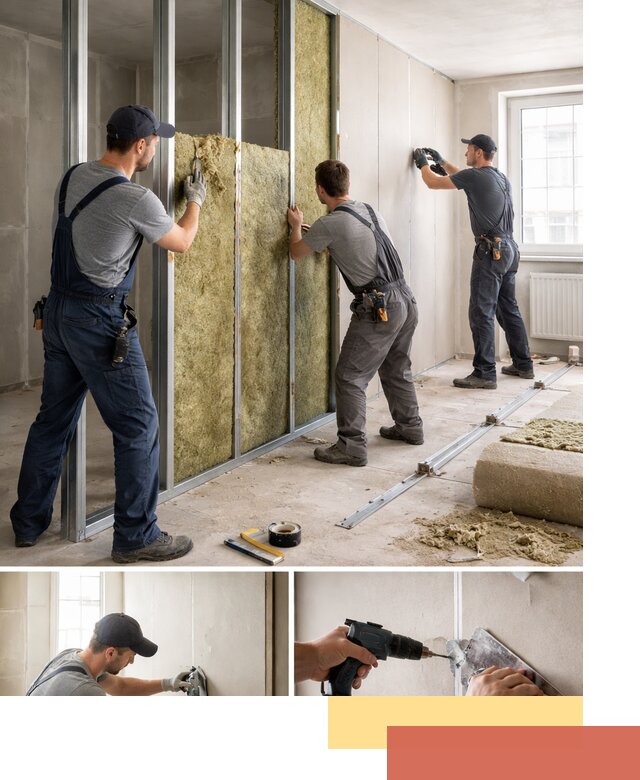 Перегородка из гипсокартона с шумоизоляцией в грозном — монтаж под ключ