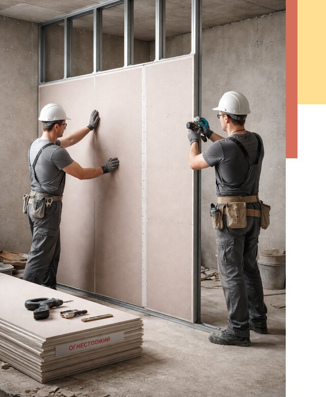 Перегородка из огнестойкого гипсокартона в грозном от 1898 руб. под ключ | ОТДЕЛОЧНИК-Грз