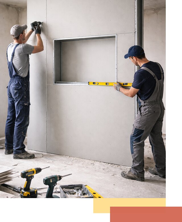 Перегородка из гипсокартона с нишей под декор в грозном