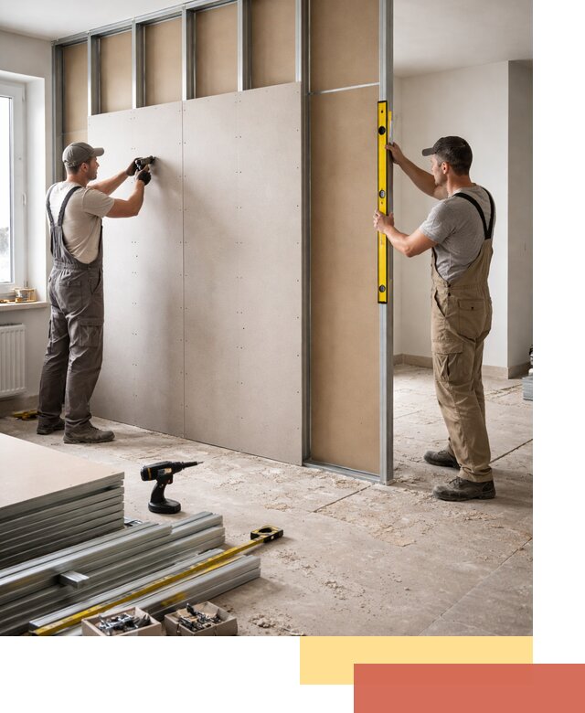 Зонирующая перегородка из гипсокартона под ключ в грозном