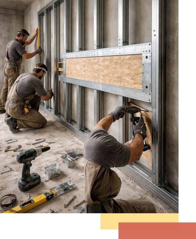 Усиленная перегородка для крепления тяжёлых конструкций в грозном