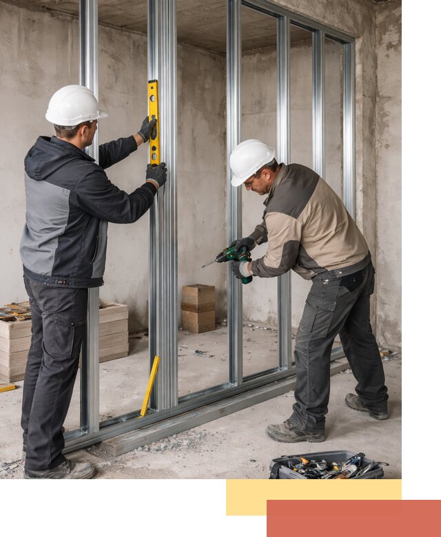 Монтаж каркаса перегородки из профиля в грозном