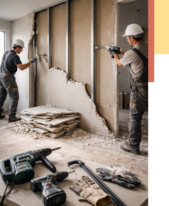 Демонтаж перегородки из гипсокартона в грозном от 1231 руб. быстро и недорого | ОТДЕЛОЧНИК-Грз