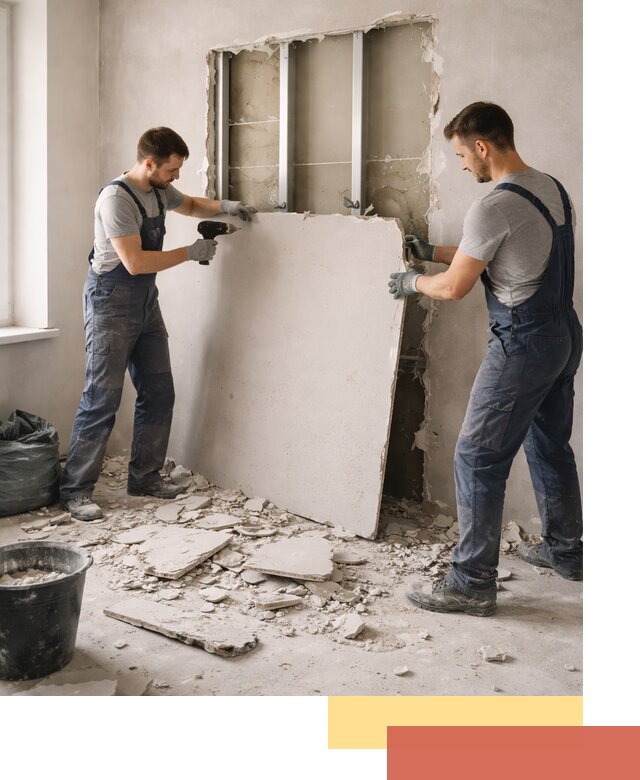 Демонтаж перегородки из гипсокартона в грозном быстрый и аккуратный