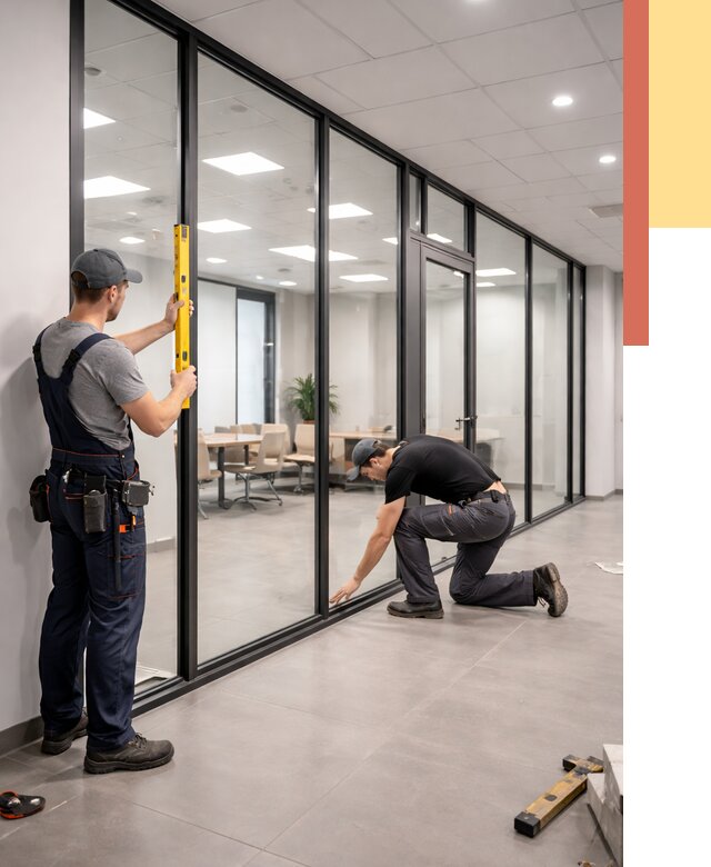 Каркасные стеклянные перегородки в грозном под ключ от 9440 руб. | ОТДЕЛОЧНИК-Грз