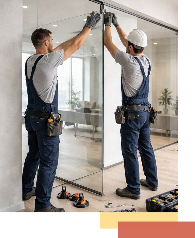 Безрамные стеклянные перегородки под ключ в грозном