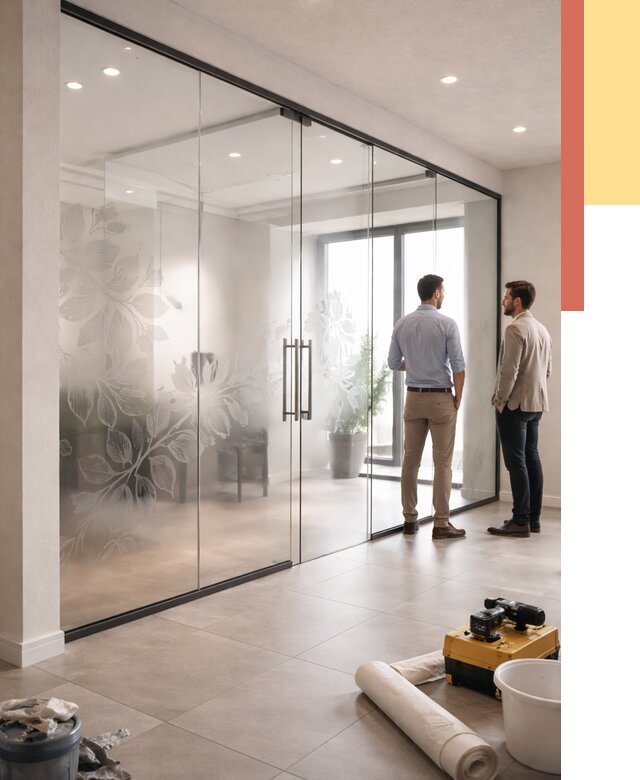 Стеклянные перегородки с рисунком в грозном от 12826 руб. монтаж и нанесение | ОТДЕЛОЧНИК-Грз