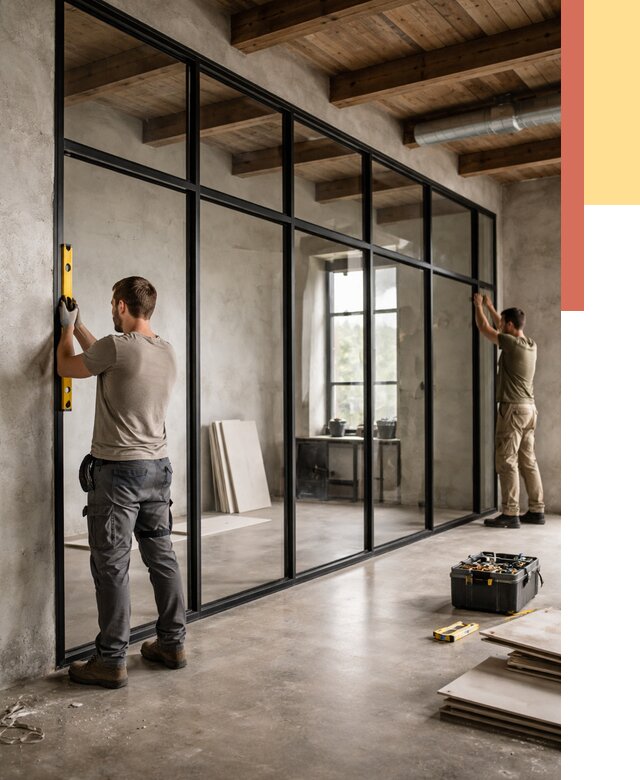 Стеклянные перегородки лофт в грозном от 10774 руб. под ключ | ОТДЕЛОЧНИК-Грз