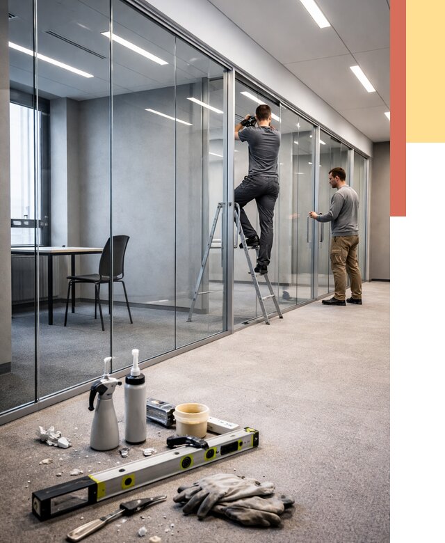 Стеклянные офисные перегородки в грозном от 8722 руб. — монтаж и установка | ОТДЕЛОЧНИК-Грз