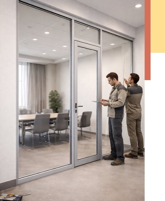 Установка и монтаж алюминиевых перегородок со стеклом в грозном от 8414 руб. | ОТДЕЛОЧНИК-Грз