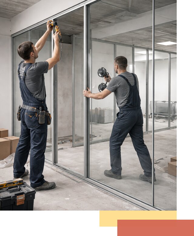 Алюминиевые перегородки со стеклом в грозном — изготовление и монтаж