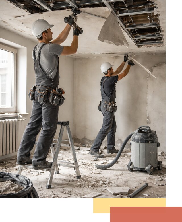 Демонтаж гипсокартонного потолка в грозном быстро и аккуратно