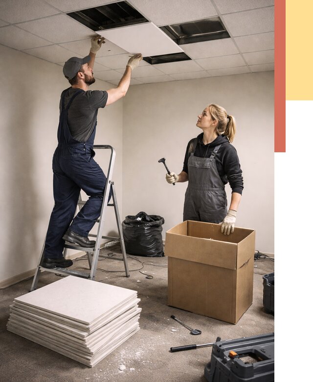 Демонтаж потолочной плитки в грозном от 4617 руб. быстро и недорого | ОТДЕЛОЧНИК-Грз