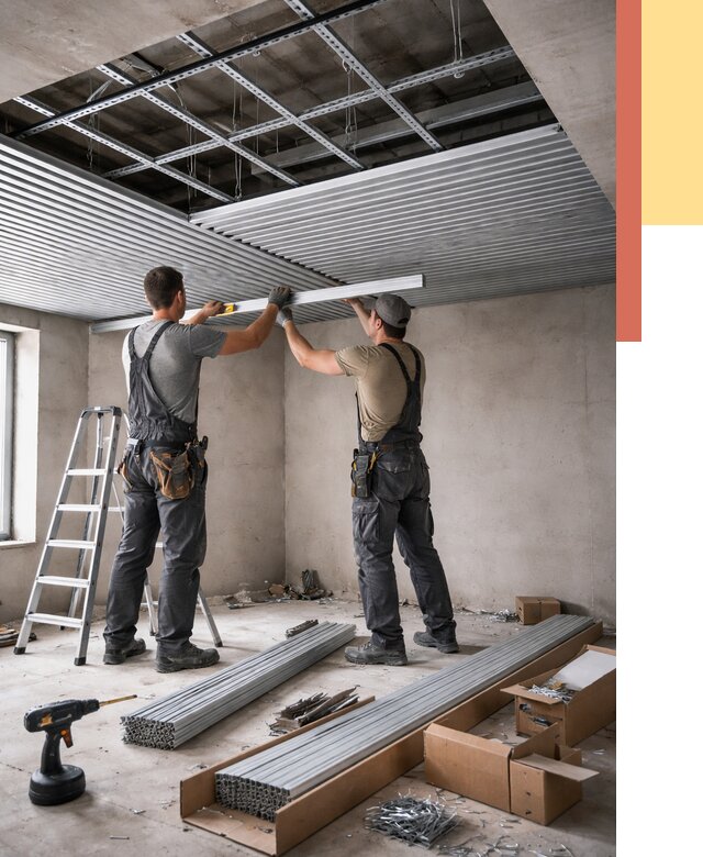 Монтаж реечного потолка в грозном от 4617 руб. под ключ | ОТДЕЛОЧНИК-Грз