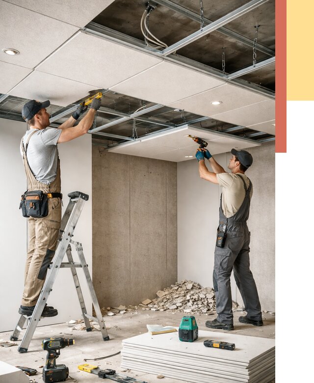 Монтаж акустического потолка в грозном от 6670 руб/м2 — быстро и недорого | ОТДЕЛОЧНИК-Грз