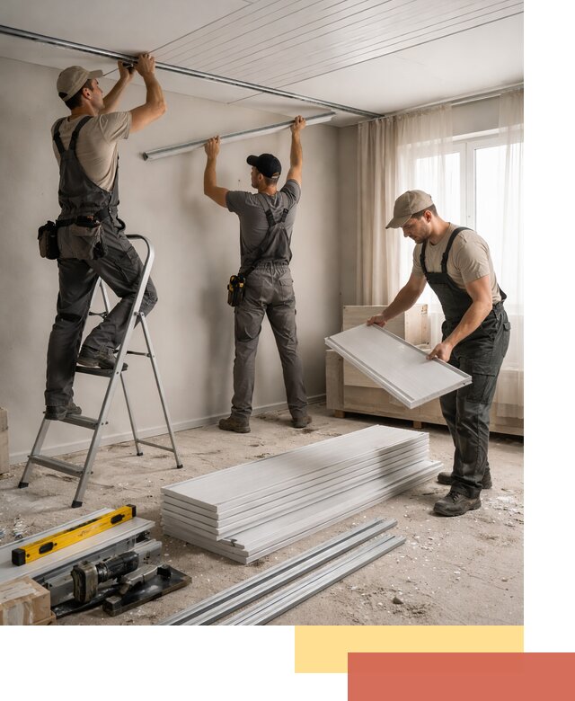 Монтаж потолка из ПВХ панелей в грозном оперативно и качественно