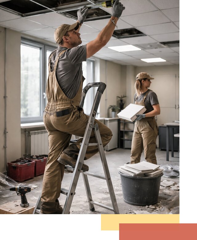 Ремонт потолка Армстронг и замена плит в грозном