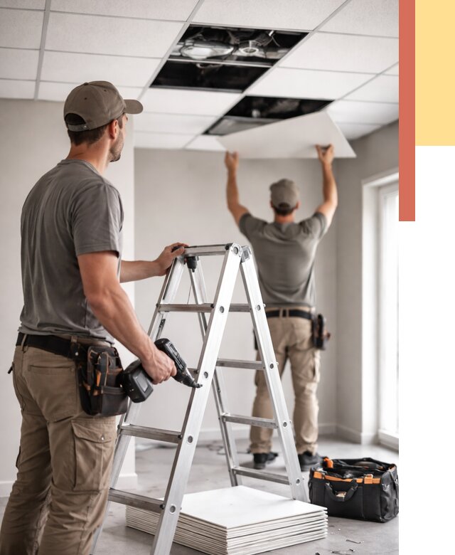 Обслуживание подвесного потолка в грозном от 3591 руб. — быстро и недорого | ОТДЕЛОЧНИК-Грз