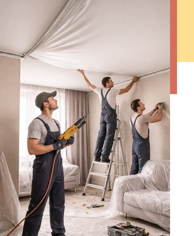 Установка натяжного потолка в грозном от 4617 руб. | Быстро и недорого — ОТДЕЛОЧНИК-Грз