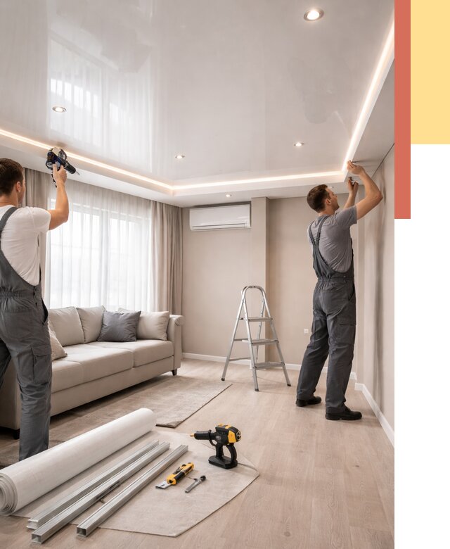 Монтаж глянцевого натяжного потолка в грозном от 770 руб. под ключ | ОТДЕЛОЧНИК-Грз