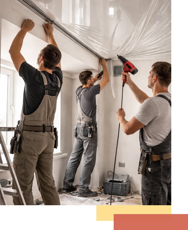 Монтаж глянцевого натяжного потолка в грозном быстро и качественно