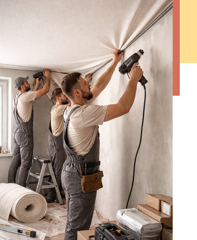 Монтаж фактурного натяжного потолка в грозном от 770 руб. — ОТДЕЛОЧНИК-Грз