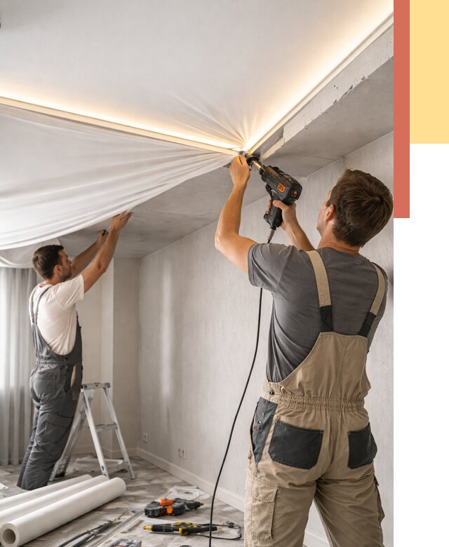 Монтаж натяжного потолка с подсветкой в грозном от 975 руб. | ОТДЕЛОЧНИК-Грз