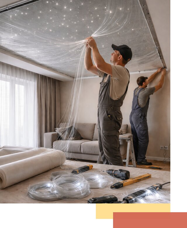 Монтаж натяжного потолка «Звездное небо» в грозном