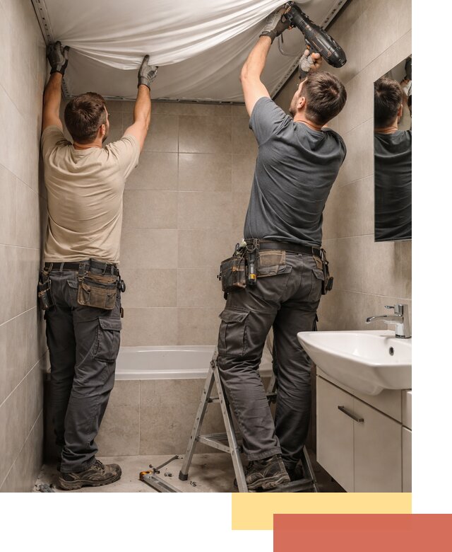 Монтаж натяжного потолка в ванной в грозном быстро и качественно