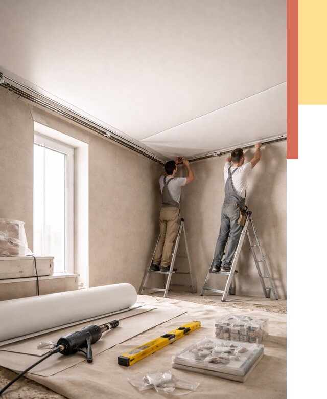 Монтаж натяжного потолка в спальне в грозном от 3899 руб. под ключ | ОТДЕЛОЧНИК-Грз