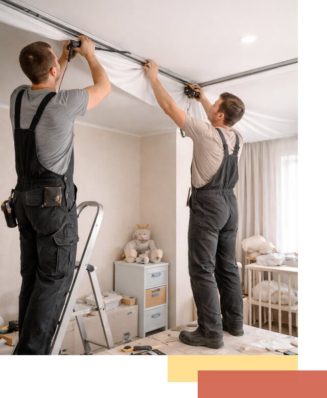 Монтаж натяжного потолка в детской комнате в грозном