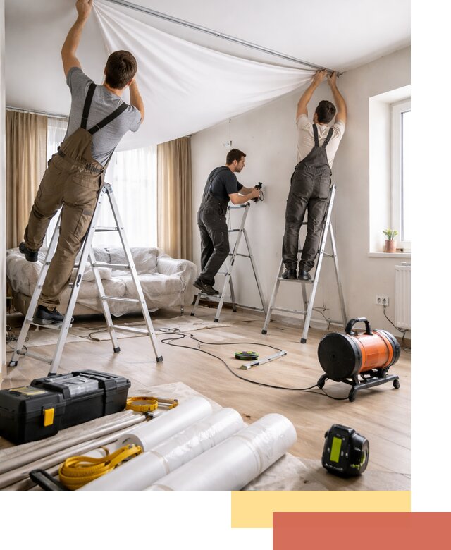 Монтаж натяжного потолка в гостиной в грозном